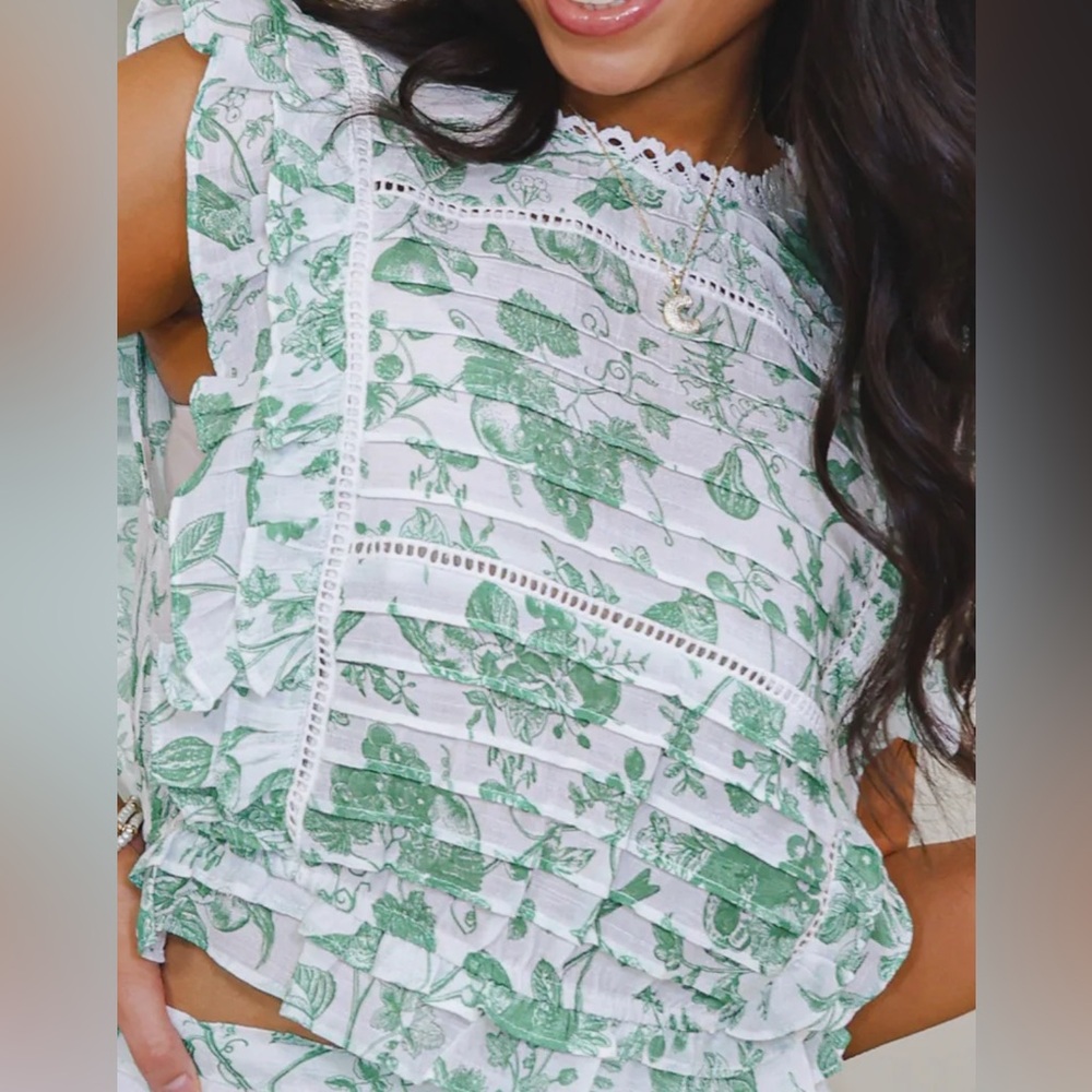 The Vintage Shop Tiered Ruffle Layer Cap Sleeve Top